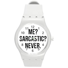 Me Sarcastic Never Round Plastic Sport Watch (m) by FunnyShirtsAndStuff