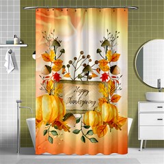 Happy Thanksgiving With Pumpkin Shower Curtain 48  X 72  (small)  by FantasyWorld7