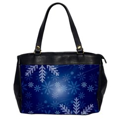 Snowflakes Background Blue Snowy Office Handbags by Celenk