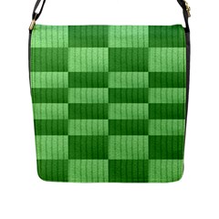 Wool Ribbed Texture Green Shades Flap Messenger Bag (l)  by Celenk