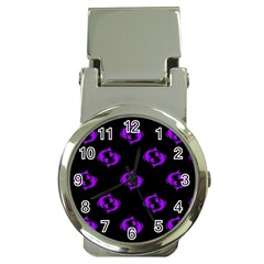 Purple Pisces On Black Background Money Clip Watches by allthingseveryone