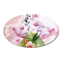 Wonderful Flowers, Soft Colors, Watercolor Oval Magnet by FantasyWorld7