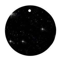 Starry Galaxy Night Black And White Stars Ornament (round) by yoursparklingshop