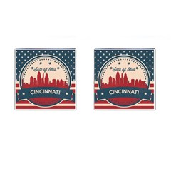 Retro Cincinnati Ohio Skyline Cufflinks (square) by Bigfootshirtshop