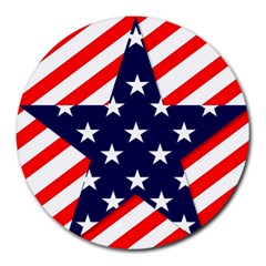 Patriotic Usa Stars Stripes Red Round Mousepads by Celenk