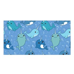 Cute Narwhal Pattern Satin Shawl by Bigfootshirtshop