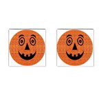 Fabric Halloween Pumpkin Funny Cufflinks (Square) Front(Pair)