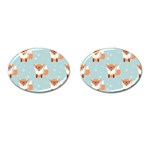 Cute Fox Pattern Cufflinks (Oval) Front(Pair)