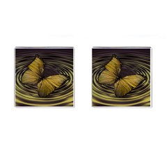 Butterfly Insect Wave Concentric Cufflinks (square) by Celenk