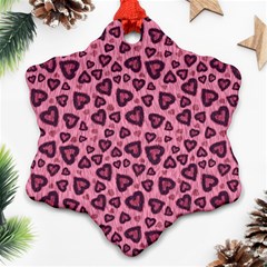 Leopard Heart 03 Snowflake Ornament (two Sides) by jumpercat