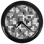 Tetris Camouflage Urban Wall Clocks (Black) Front