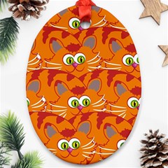 Animals Pet Cats Mammal Cartoon Ornament (oval) by BangZart