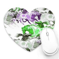 Horse Horses Animal World Green Heart Mousepads by BangZart