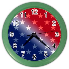 America Patriotic Red White Blue Color Wall Clocks by BangZart