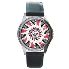 High Contrast Twirl Round Metal Watch by linceazul