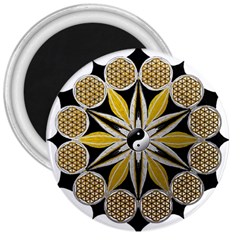 Mandala Yin Yang Live Flower 3  Magnets by Celenk