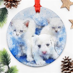 Dog Cats Pet Art Abstract Ornament (round) by Celenk