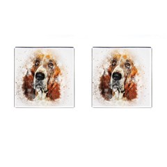 Dog Basset Pet Art Abstract Cufflinks (square) by Celenk