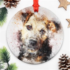 Dog Animal Pet Art Abstract Ornament (round) by Celenk