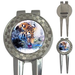 Tiger Drink Animal Art Abstract 3-in-1 Golf Divots by Celenk