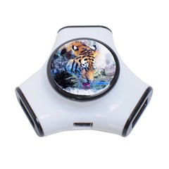 Tiger Drink Animal Art Abstract 3-port Usb Hub by Celenk