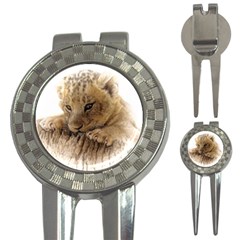 Lion Cub Close Cute Eyes Lookout 3-in-1 Golf Divots by Celenk