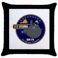 Uss Virginia (ssn 774) Crest Black Throw Pillow Case by Bigfootshirtshop