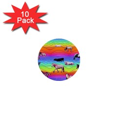 Horses In Rainbow 1  Mini Buttons (10 Pack)  by CosmicEsoteric