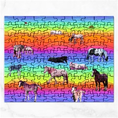 Horses In Rainbow Rectangular Jigsaw Puzzl by CosmicEsoteric