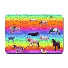 Horses In Rainbow Small Doormat  by CosmicEsoteric