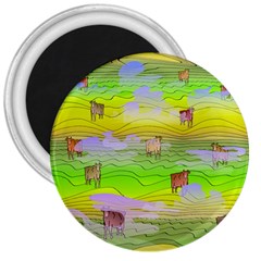 Cows And Clouds In The Green Fields 3  Magnets by CosmicEsoteric