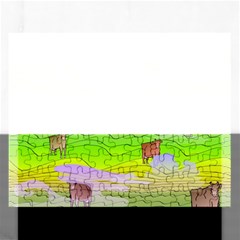 Cows And Clouds In The Green Fields Rectangular Jigsaw Puzzl by CosmicEsoteric