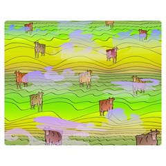 Cows And Clouds In The Green Fields Double Sided Flano Blanket (medium)  by CosmicEsoteric