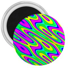 Lilac Yellow Wave Abstract Pattern 3  Magnets by Celenk