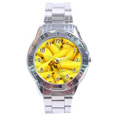 Yellow Banana Fruit Vegetarian Natural Stainless Steel Analogue Watch by Celenk