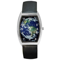 Earth Internet Globalisation Barrel Style Metal Watch by Celenk