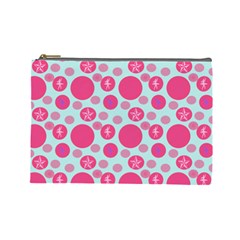 Blue Retro Dots Cosmetic Bag (large)  by snowwhitegirl