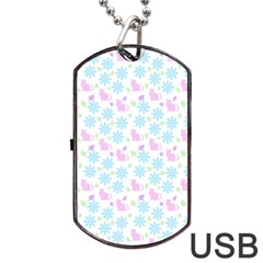 Cats And Flowers Dog Tag Usb Flash (one Side) by snowwhitegirl