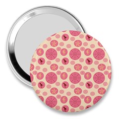 Cream Retro Dots 3  Handbag Mirrors by snowwhitegirl