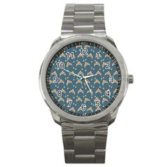 Teal Beige Hats Sport Metal Watch by snowwhitegirl