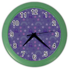 Music Stars Blue Color Wall Clocks by snowwhitegirl