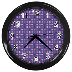 Violet Grey Purple Eggs On Grey Blue Wall Clocks (black) by snowwhitegirl