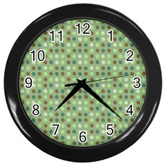 Green Brown  Eggs On Green Wall Clocks (black) by snowwhitegirl