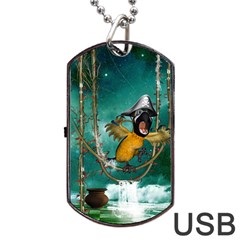 Funny Pirate Parrot With Hat Dog Tag Usb Flash (one Side) by FantasyWorld7