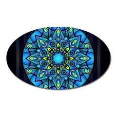 Mandala Blue Abstract Circle Oval Magnet by Nexatart