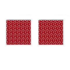 Floral Dots Red Cufflinks (square) by snowwhitegirl