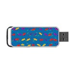 Fish Blue Background Pattern Texture Portable USB Flash (Two Sides) Front