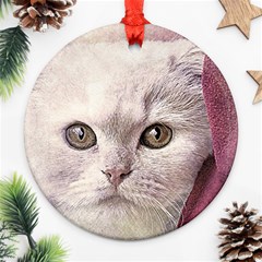 Cat Pet Cute Art Abstract Vintage Ornament (round) by Nexatart