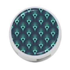 Blue,teal,peacock Pattern,art Deco 4-port Usb Hub (one Side) by NouveauDesign