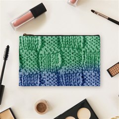 Knitted Wool Square Blue Green Cosmetic Bag (medium)  by snowwhitegirl